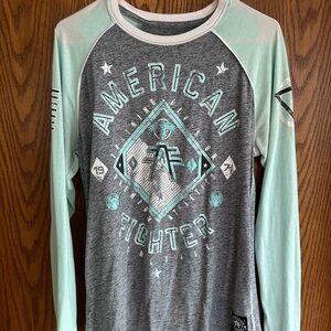 American Fighter men Long Sleeve Shirt - Gray and Mint